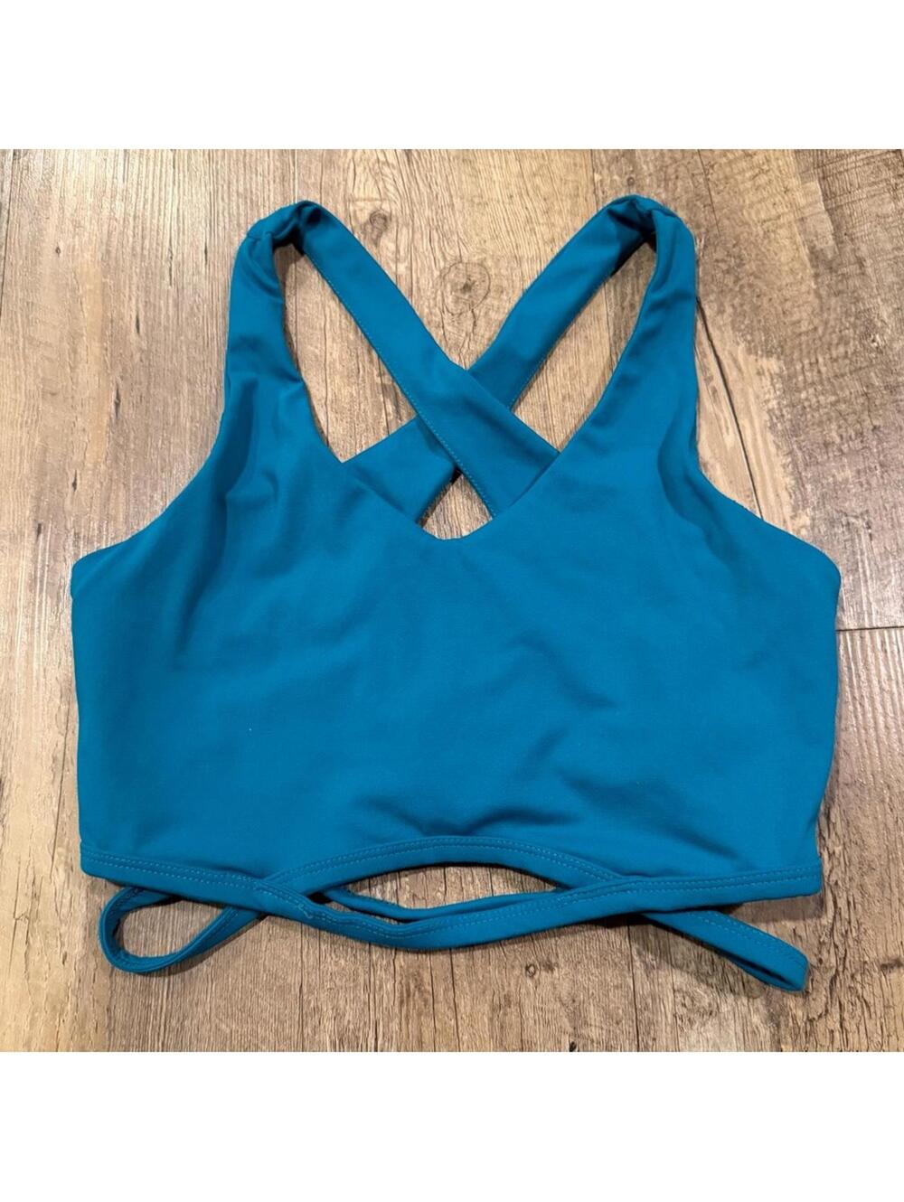 Fabletics Blue Cross-Back Sports Bra XS